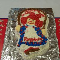 Raggedy Ann I used the Raggedy Ann cake pan. This was made for my coworkers baby shower. Her baby room theme is Raggedy Ann & Andy a childhood...