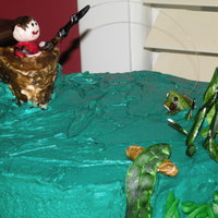 Fishing Lover's Cake Grass, fish and person are gumpasteBoat is cakeTFL!