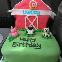 Farm Cake The animals are made from fondant!The barn is cake covered in fondant. TFL