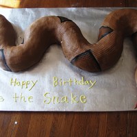 Snake Cake Fondant snake cake made using 3 Bundts and an oval cake carved to make the head