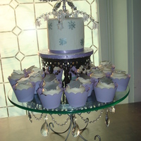 Snowflake Shower Cake This is a 5 in round triple layer top cake with hand painted snowflakes and a handmade topper(center snowflake purchased. There are 20...