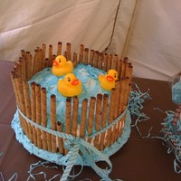 Lil Ducky Cake Three little ducks swimming in pond. It's went over well at a Baby shower