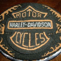 Father-In-Laws Retirement This is a two layer chocolate cake with chocolate buttercream icing. My Father-in-law has a love for harley's so this fit him just...