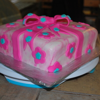 Fondant Class This is the package cake I made today in my fondant class. I also tried the WASC and boy was it yummy!!! Cake covered in pink marble...