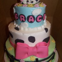 First Birthday Farm Cake Buttercream Icing with fondant decorations.