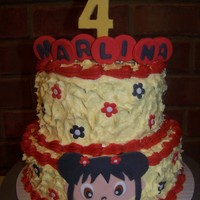 Ni Hao Kai-Lan Buttercream icing. Ni Hao Kai-Lan and the #4 is out of gumpaste.