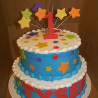 Boy First Birthday Buttercream Icing with gumpaste and fondant decorations.