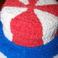 Uncle Sam's Hat 3 layer white cake- top layer dyed red and bottom layer dyed blue. buttercream icing. for our family to celebrate the 4th. thanks for the...