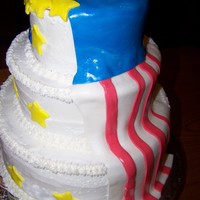 A Soldiers Welcome Home Cake a friends husband was returning home from Iraq- this was his cake at his welcome home party. three tier vanilla cake with buttercream icing...