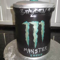 Monster Energy Drink Can My 9 year old son loves Monster, everything Monster, hats, shirts, sweatshirtst, stickers all of it. He wanted a Monster Cake for his...