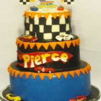Hot Wheels Race Car Cake A race car cake for my best friend's little boy. Thanks for looking. I saw the idea for how I did his name with the hot wheels flame...
