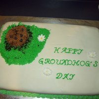Groundhog's Day A chocolate sheet cake with MMF and Buttercream icing. My first time making MMF and it turned out. My second cake that I covered with...