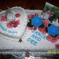 100_1160.jpg The blue flowers are actually floating flowers that are powered by water. I set them in a small crystal dish with a little bit of water.