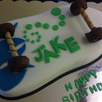 Skateboard Made this one for my friend's little boy. It was chocolate. Don't ask why the flames are blue I just picked blue. Thanks.