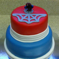 Friendly Neighborhood Webb-Slinger. I made this cake for a friend's son, who is 8. I used two different brands of fondant (Duff's in red and Wilton I colored blue)....