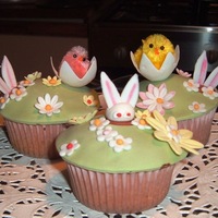 Easter Cupcakes Vanilla Sponge and Chocolate Ganache decorated with Fondant. All edible bar the chick!