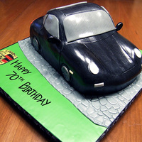 Porsche Carrera S Deep Chocolate Cake, half of the filling is Cherry Midnight Ganache, half is Cherry Amaretto Italian Meringue Buttercream (front to back)....