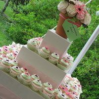 Bridal Shower Cupcake Tower With Cupcake Bouquet 