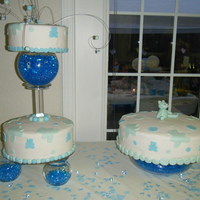 Teddy Bear Baby Shower Carrot Cake Cake I made for my friend's baby shower. The whole design was my friend's idea as well. All cakes are carrot cake with a cream-...