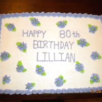 80Th B-Day This was my 3rd cake I have ever made and it was for my husbands grandma. I need to practice on the writing skills :)