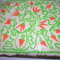 Carrot Cake Carrot cake. I used melting chocolates to make the carrots and then put them on the cake.