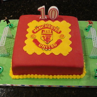 Manchester United Football Club A birthday cake for my friend's 10 year-old son who is a Manchester United Fan. A 10" square devil's food cake with...