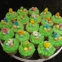 Easter Chick Cupcakes This years' easter cakes for my daughters' daycare. The chicks and chocolate eggs are bought from the store, cupcakes were...