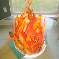 Bonfire Cake Bonfire Cake made with carrot cake, flames out of fondant.