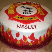 Fire Department Birthday Fondant over buttercream. Hand painted and molded fondant.