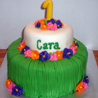 Luau 2 Tier Stack Vanilla butter cake with MMF over buttercream. 100% edible