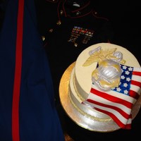 Marine Corps 234Th Birthday This was my first cake i sold. I made it for my husbands work for the cake cutting ceremony. The emblem is made out of white chocolate and...