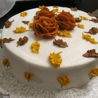 Fall Leaves I made this cake for Thanksgiving. Its a Lemon cake with butter cream icing. Decorated with roses, leaves of different colors, and sweet...