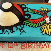 Pokemon Birthday I was inspired by RiLinNa's cake where the ball appeared to be coming through the cake. I piped on the black cracks but in hindsight I...
