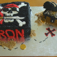 Pirate Birthday My boyfriend fancies himself a pirate and I used one of his keychains as inspiration for this cake. All buttercream, brown sugar sand and...