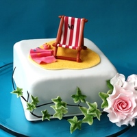 Beach Birthday Birthday cake for a 40th birthday with deck chair!