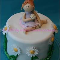Birthday Cake With Girl And Flowers The girl I made from the instruction of the book 'Motivtorten Basics' from Tuggy!