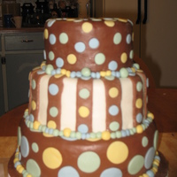 My First 3 Tier Baby Shower Cake. My first 3 tier cake covered with Ganache and fondant. This cake had a lot of issues from the beginning frosting stage (fondant). Made for...