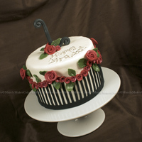 "lisa" 8" Round Chocolate Cake with Vanilla IMBC, 4 Layers. Covered & decorated with Vanilla Fondant. Inspired by Toptier & chilz822...