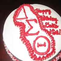 Delta Girl Red and White Delta Sigma Theta Birthday Cake. Strawberry Cake with Cream Cheese Transfer. TFL!!!