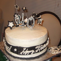 Black & White Birthday Cake Sour Cream Pound Cake Buttercream with MMF accents in Black and white.