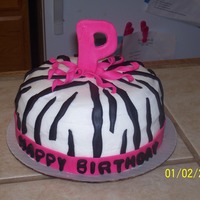 Zebra Striped Cake Her first name started with a "P".