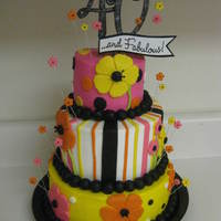 40 & Fabulous Cake 3 tier (4"/6"/8") dark chocolate cake with vanilla buttercream. Accents are fondant. The "40" on top is paper...