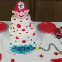Firefighter Baby Shower Firefighter themed baby shower. Buttercream icing, fondant polka dots, RKT face. My very 1st try at a 3D cake.