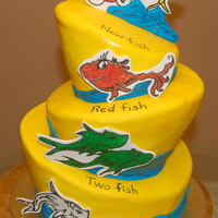 One Fish, Two Fish My First Topsy Turvy cake! All decorations are made of gumpaste and hand drawn.