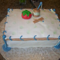 Quilt Stand Cake This is a cake, just like my mother makes her quilts. Four stands, and the quilt pinned onto boards. I made this for her birthday one...