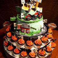 60Th Birthday - Road Of Life Theme Cake For A Harley Man All decorations are fondant with the exception of the signs. I printed all the signs and laminated them. I just thought it would be a much...