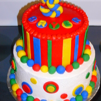 Primary Birthday buttercream base icing and fondant accents