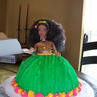 Hula Girl Cake The "grass skirt" and flowers were smeared by the time the cake made it to its location. I also had a hard time getting the doll...