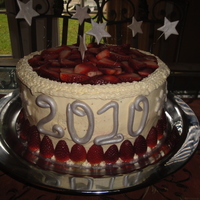 New Years Day Cake BC Vanilla cake with fresh strawberries on strawberry glaze.