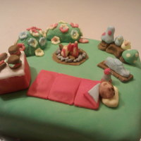 Camping Cake My first try with fondant figures.